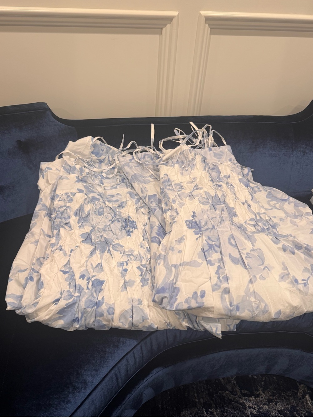 LoveShackFancy Blue and White Damask Window Panels - Picture 4 of 4